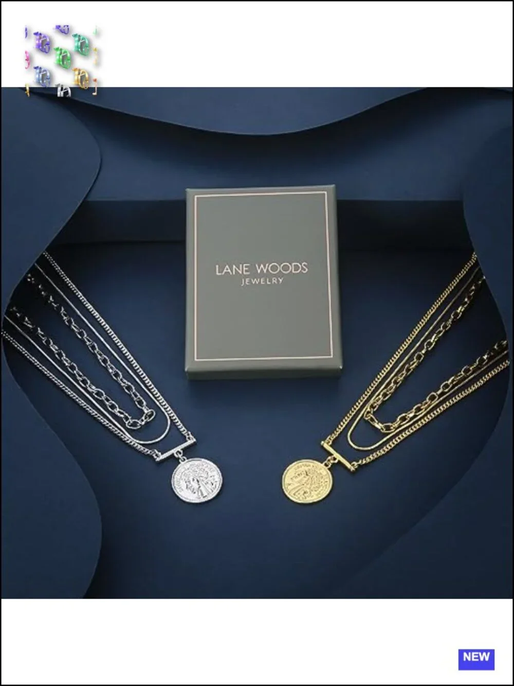 Gold Plated Multilayer Coin Medallion Necklace Set Adjustable Choker Chain